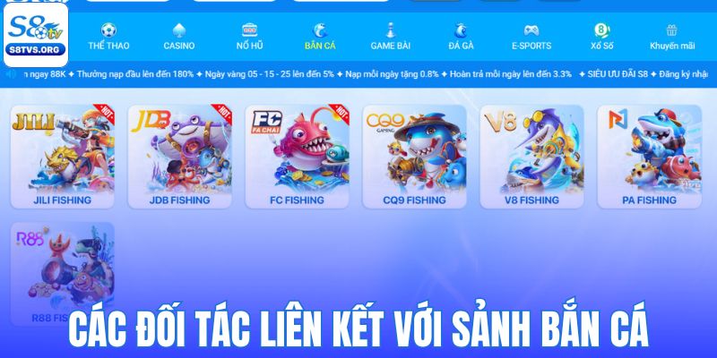 Các đối tác liên kết trực tiếp với sảnh săn cá