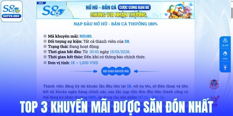 Top 3 khuyến mãi được săn đón nhất hiện tại